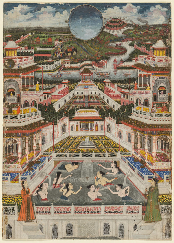 Women bathing before an architectural panorama c 1765