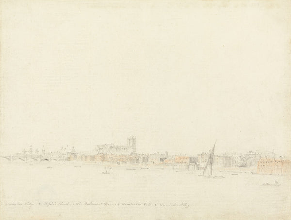Westminster Abbey and Bridge from Somerset Garden 1759