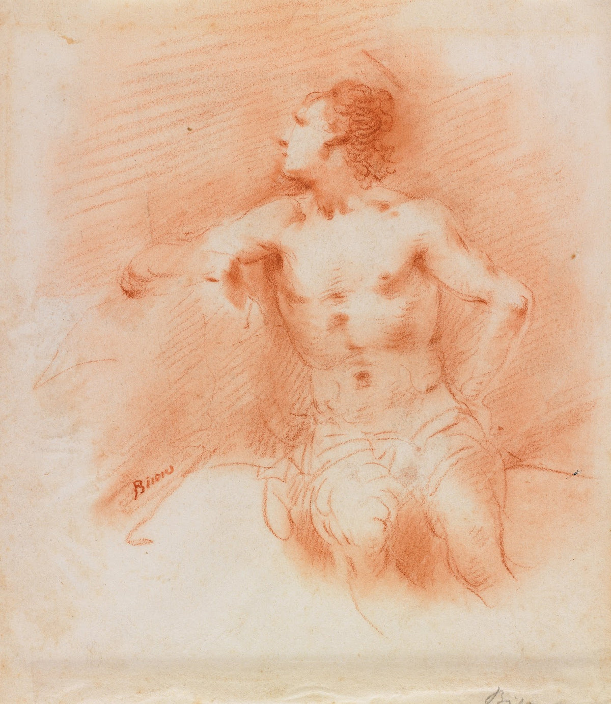 Study of a Young Male Nude Seated 18th 19th century