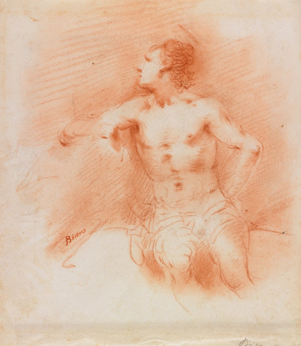 Study of a Young Male Nude Seated 18th 19th century