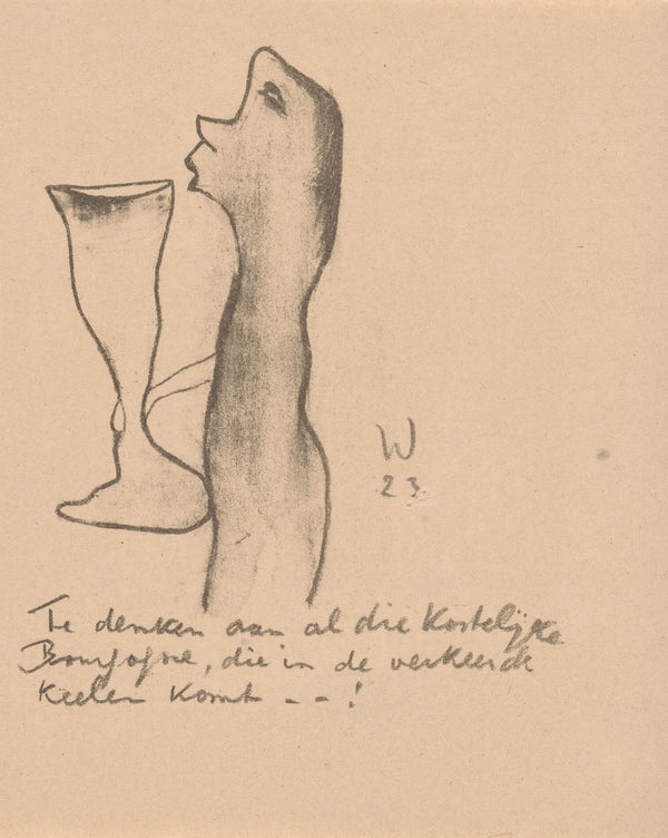 Figuur met groot wijnglas 1923