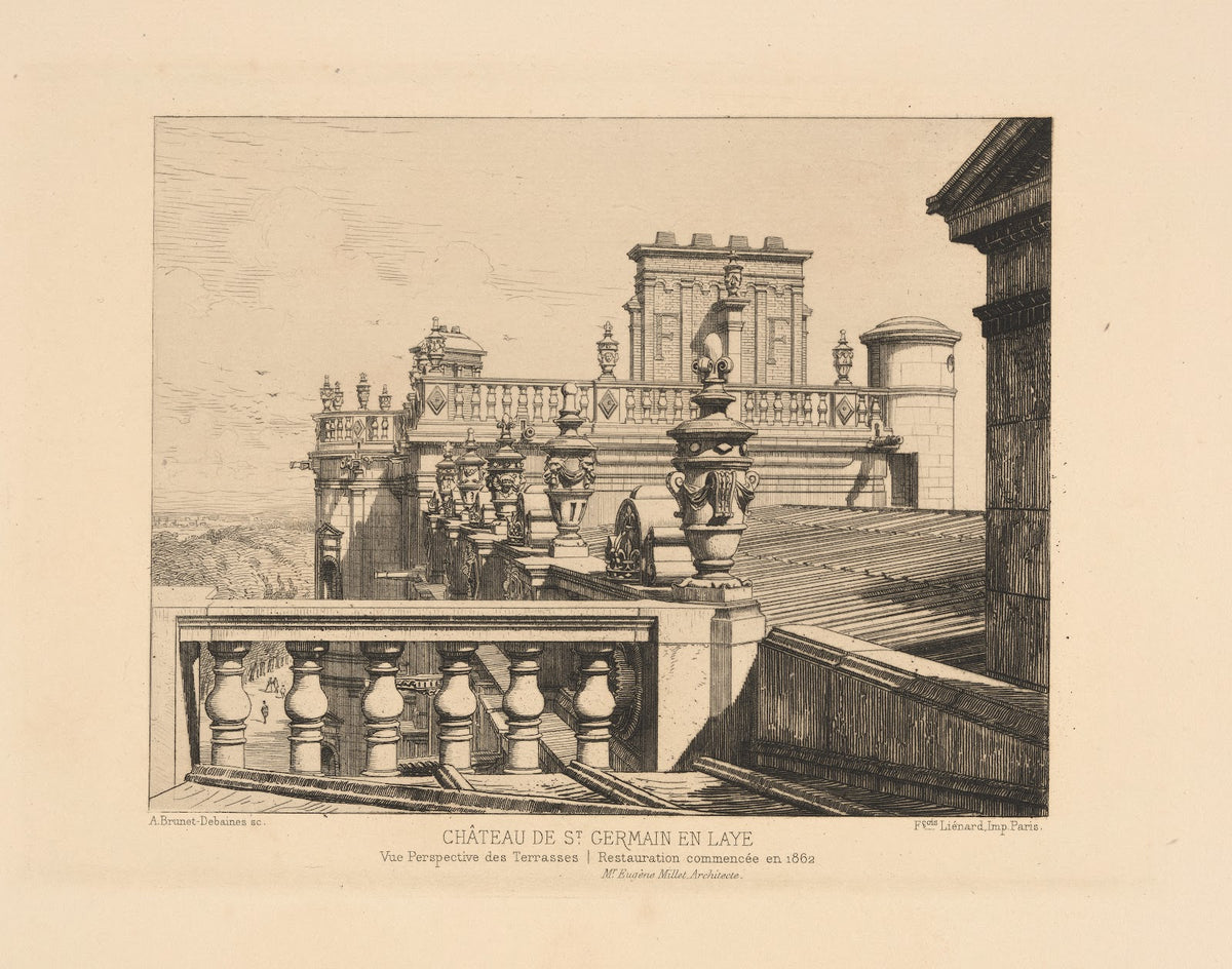 Chateau de St Germain en Laye Perspective view of the terraces Restoration began