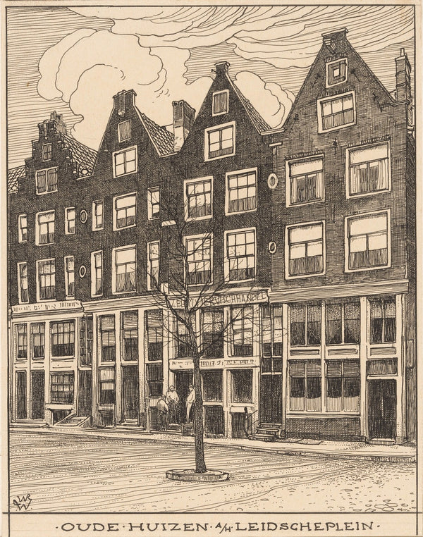 Oude huizen aan het Leidscheplein te Amsterdam 20th century