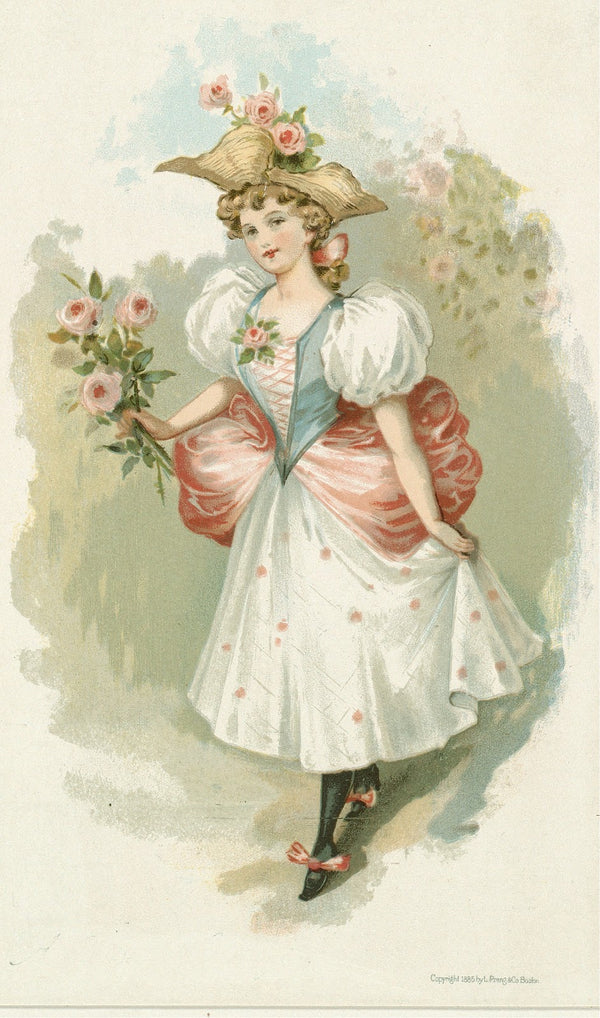 Girl with Pink Roses ca 1885