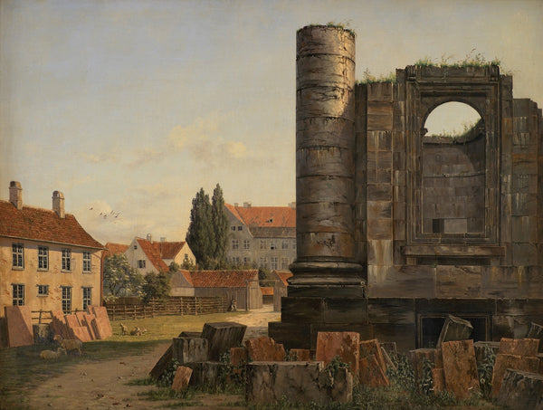 View of Marmorpladsen withe Ruins of the Uncompleted Frederiks Church in Copenha