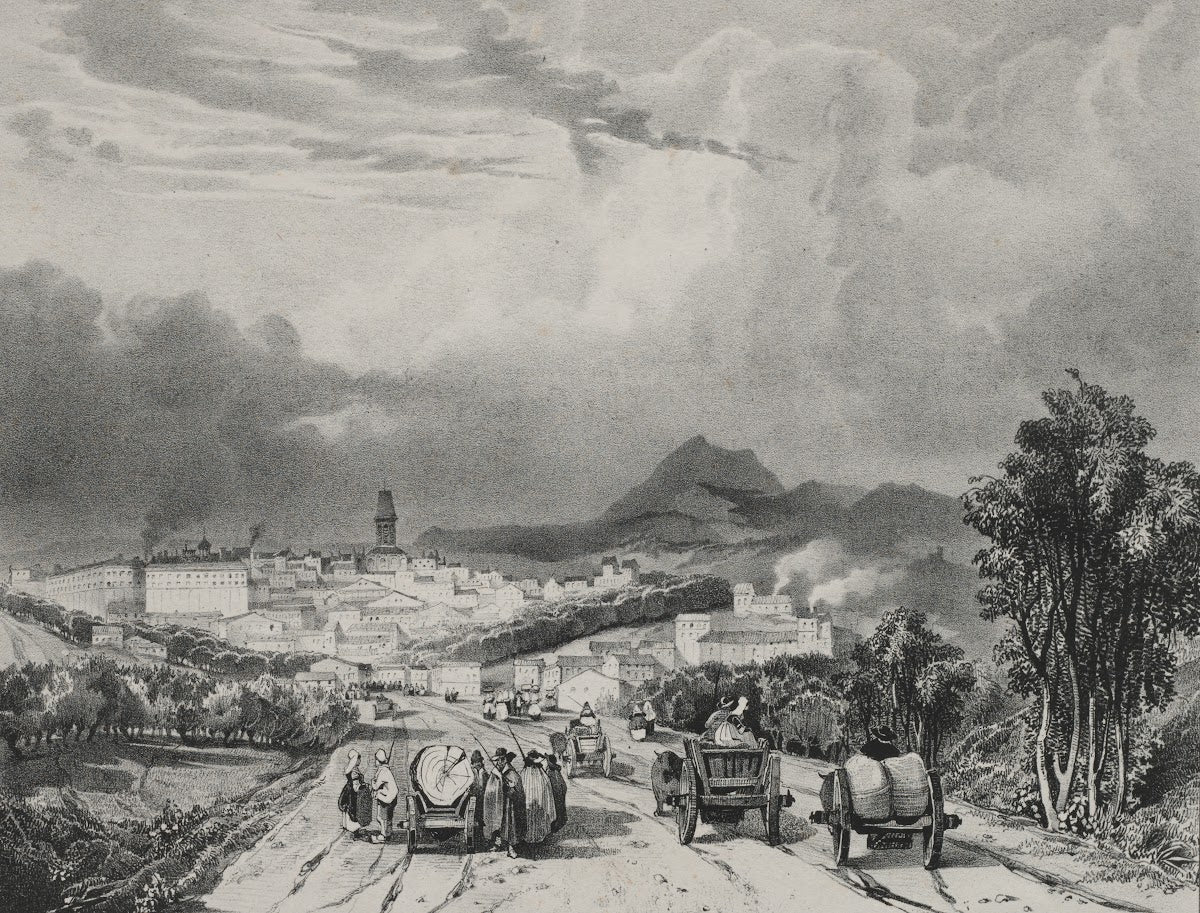 Vue generale de Riom Auvergne 1829