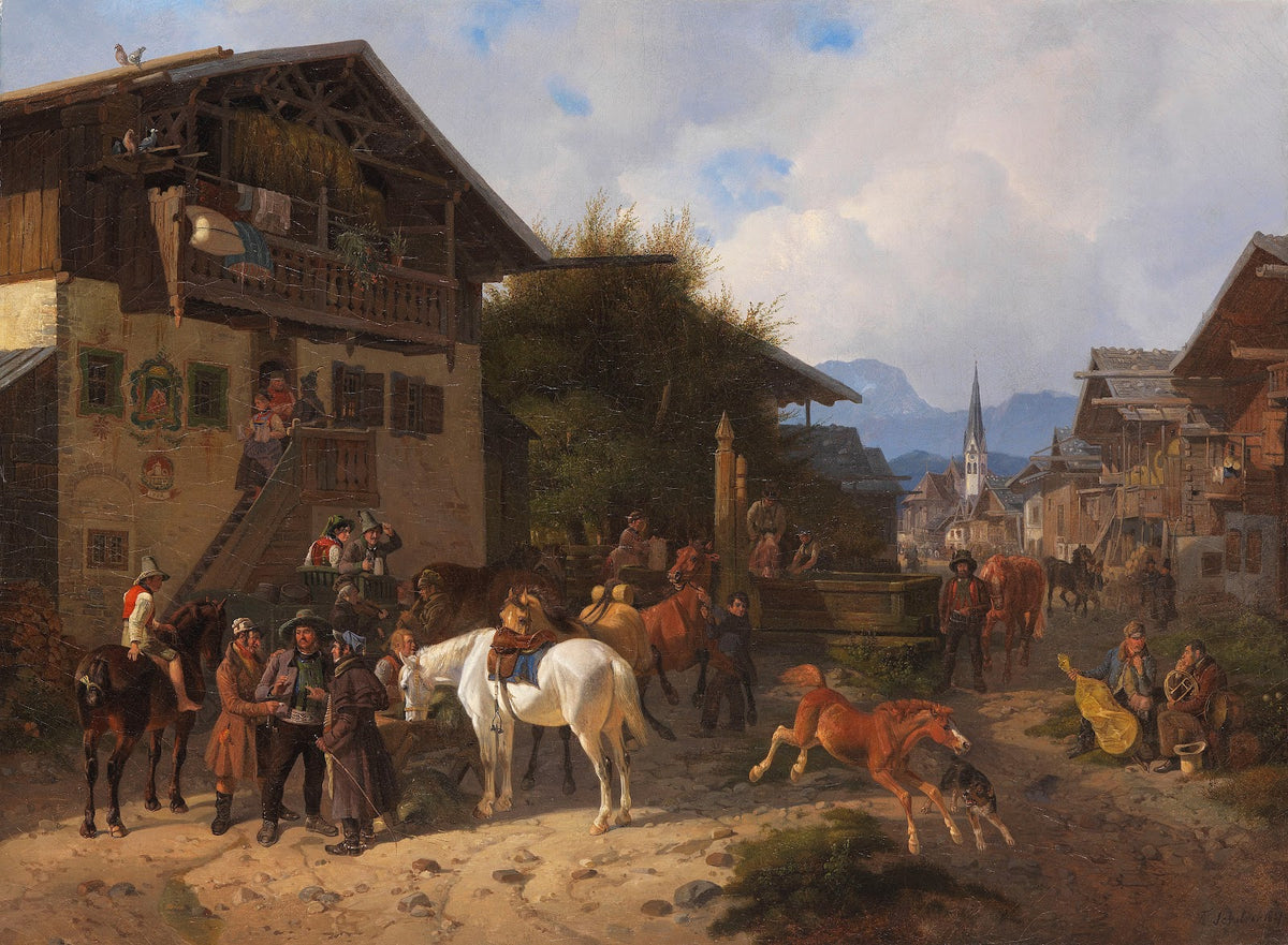 Pferdemarkt in Partenkirchen 1837