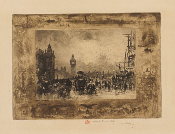 Westminster Bridge or Westminster Clock Tower 1884