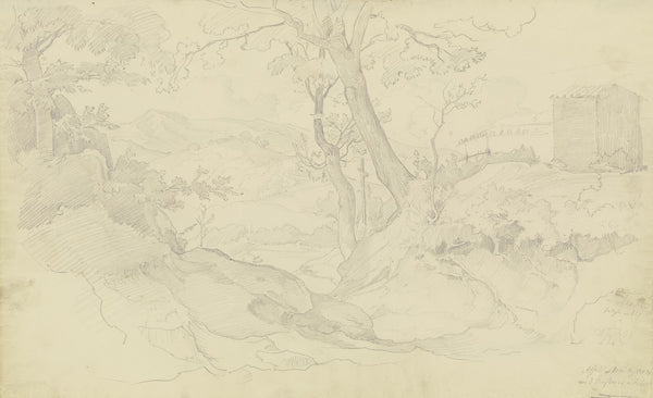 Bergige Waldlandschaft bei Affile 1831
