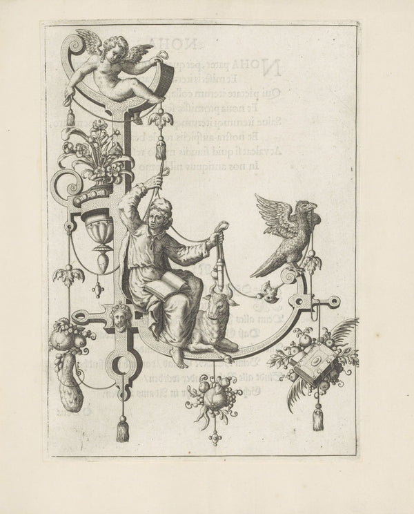 Letter L with the Evangelist Luke 1595