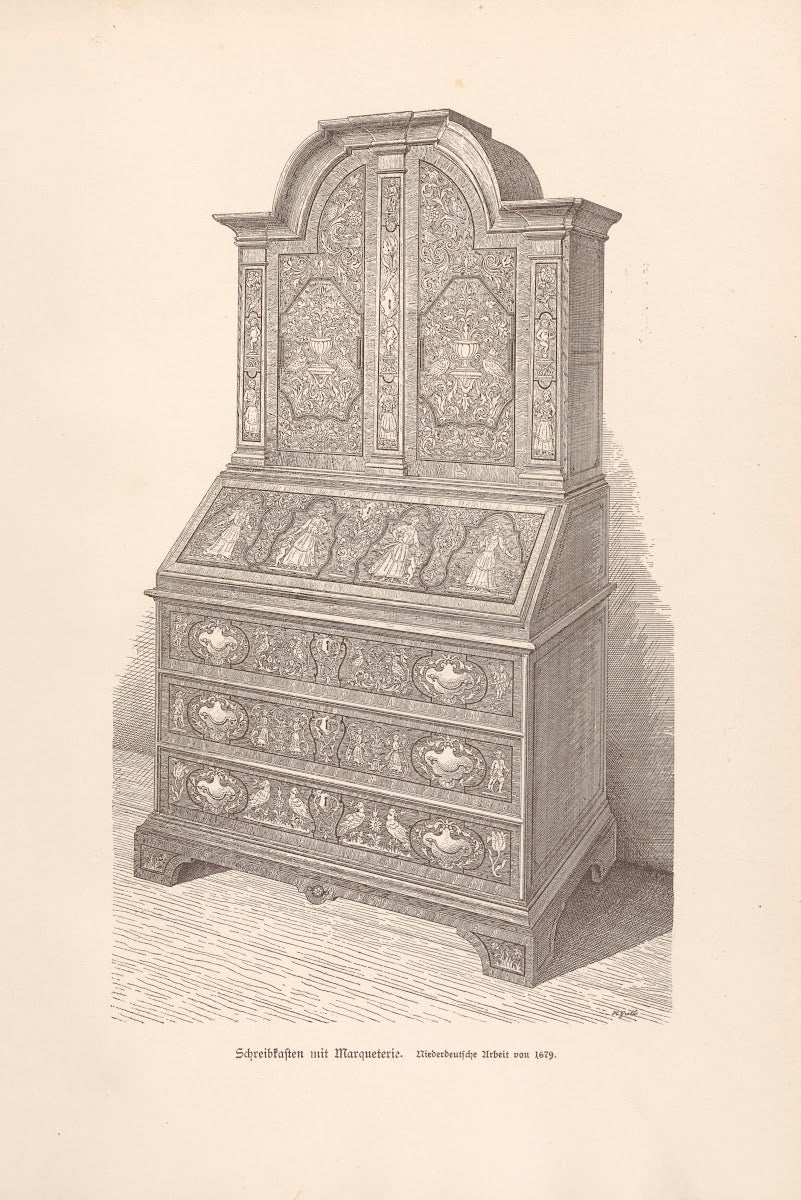Schreibkasten mit Marqueterie Niederdeutsch 1888