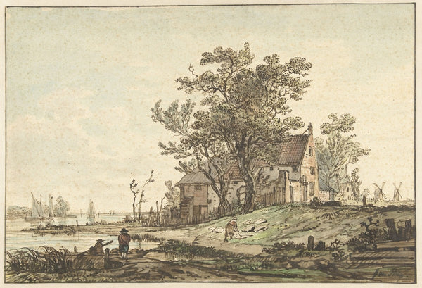 Oude boerderij aan een rivier 1790 1810