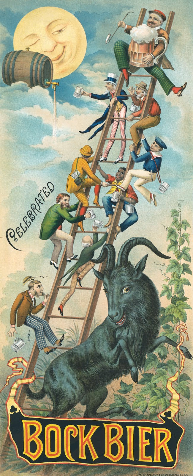 Celebrated bock bier on the top round 1887