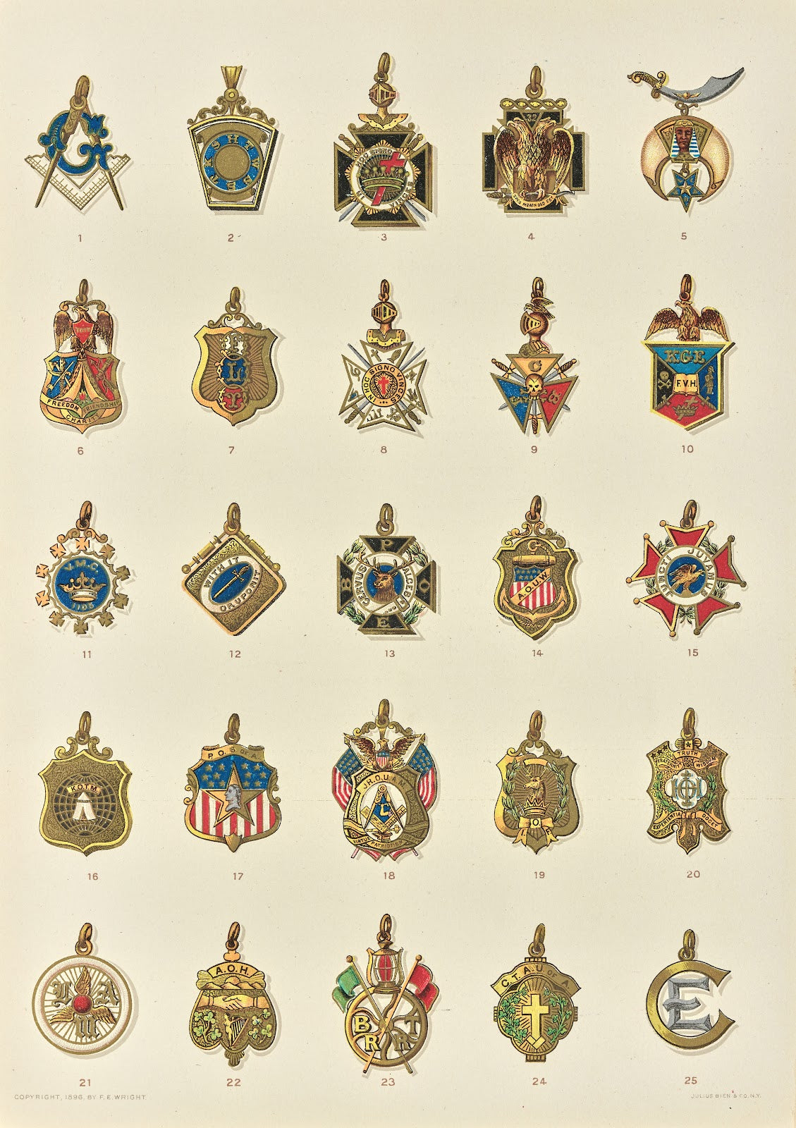 Society emblems Past officers jewels 1896