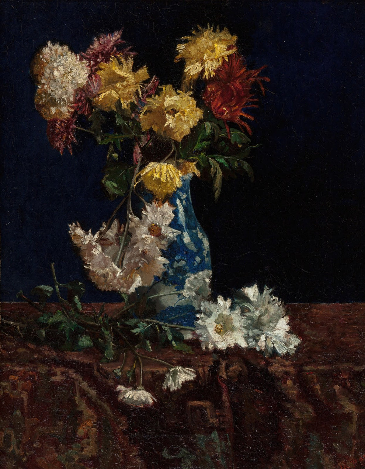 Still Life with Chrysanthemums in an Oriental Vase circa 1885