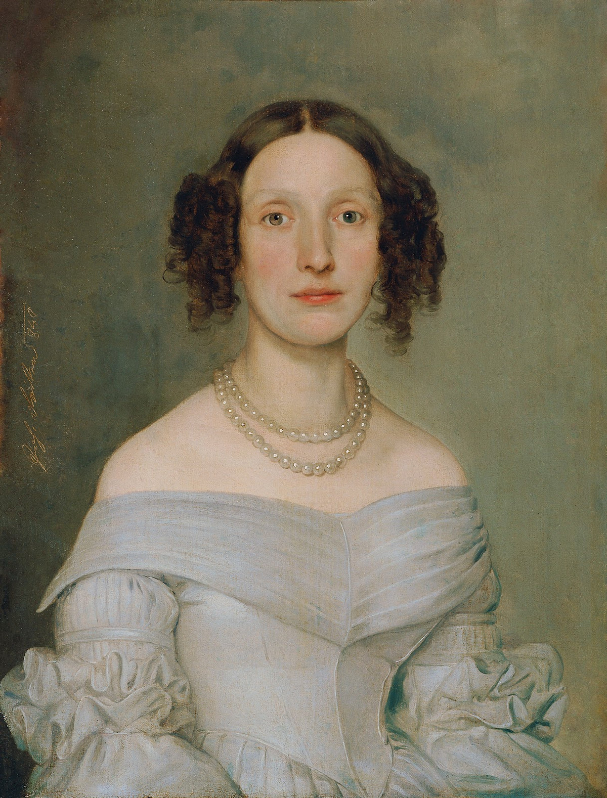 Dame in hellblauem Kleid 1840