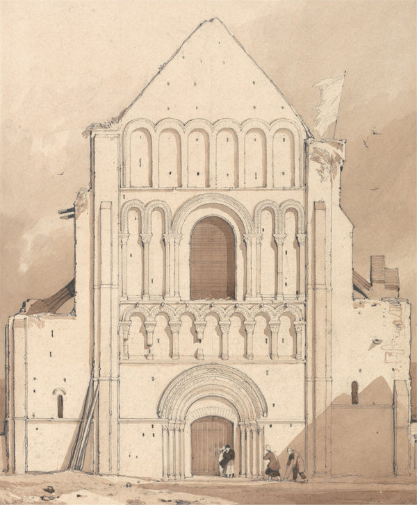 West Front of the Church of Oyestraham Ouistreham near Caen Normandy 1820
