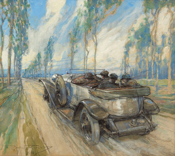 A Hispano Suiza in a cypress avenue 1923