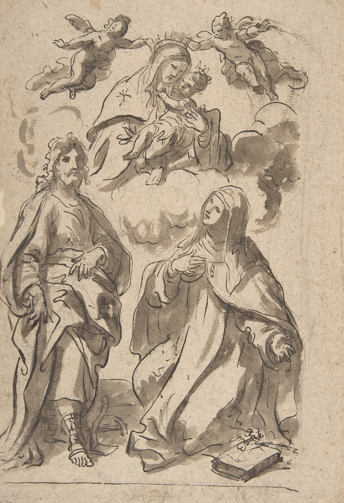 A Male and a Female Saint Adoring the Virgin and Child in Glory 162390