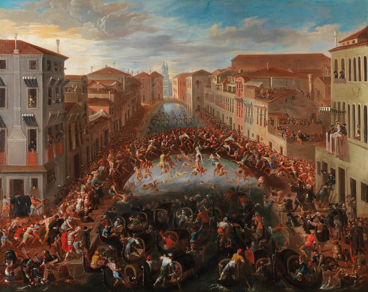 The Battaglia dei Pugni on the Bridge of San Barnaba Venice