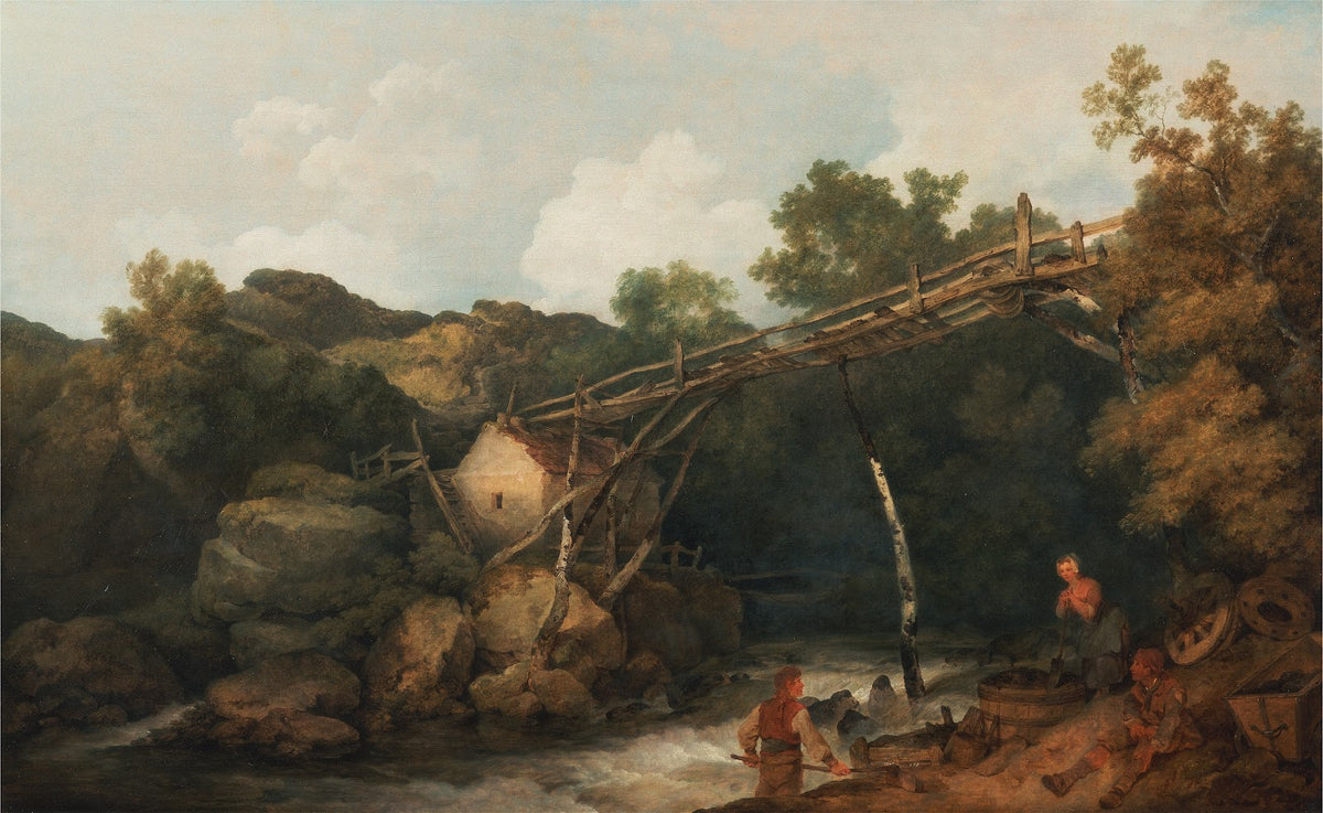 A View near Matlock Derbyshire with Figures Working beneath a Wooden Conveyor 17