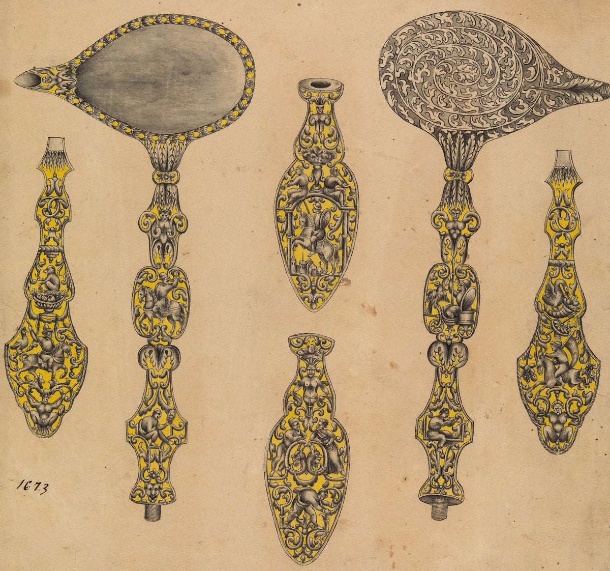 Design for the Decoration of Two Firearms Accessories a Ladle and a Screwdriver