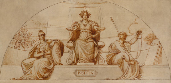Cartoon for mural of Minnesota State Capital Institute of Justice ca 1904