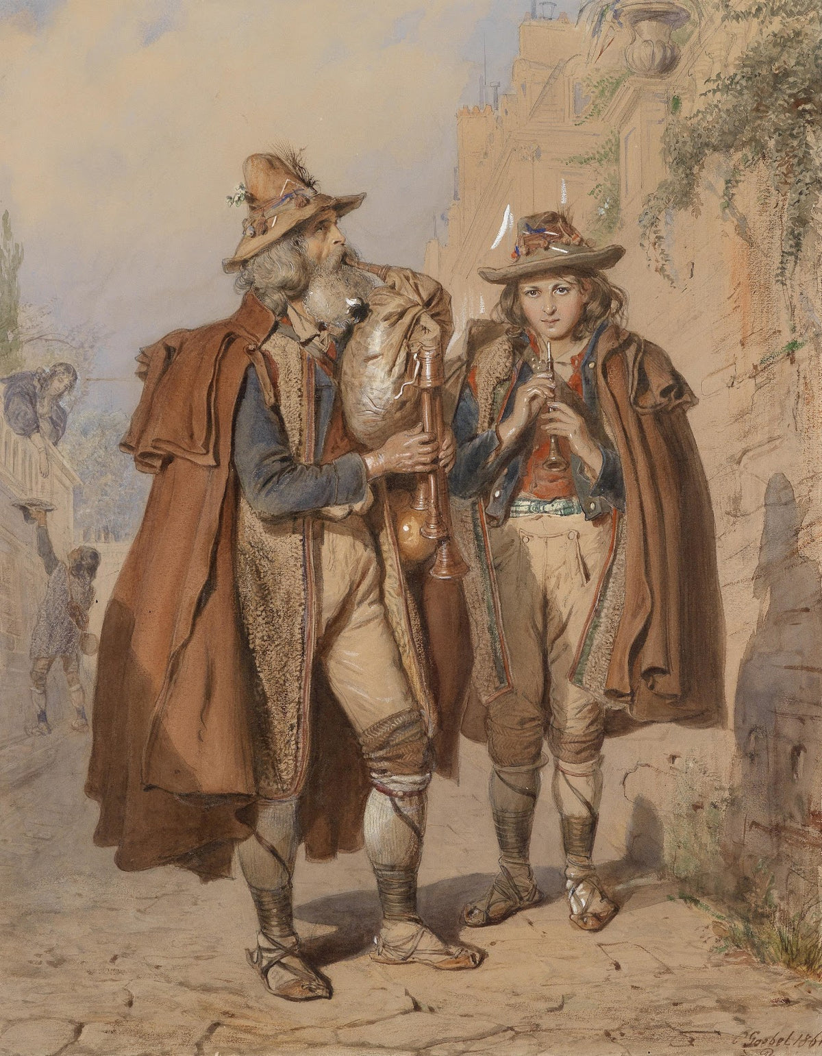 Dudelsackpfeifer und Flötenspieler 1864