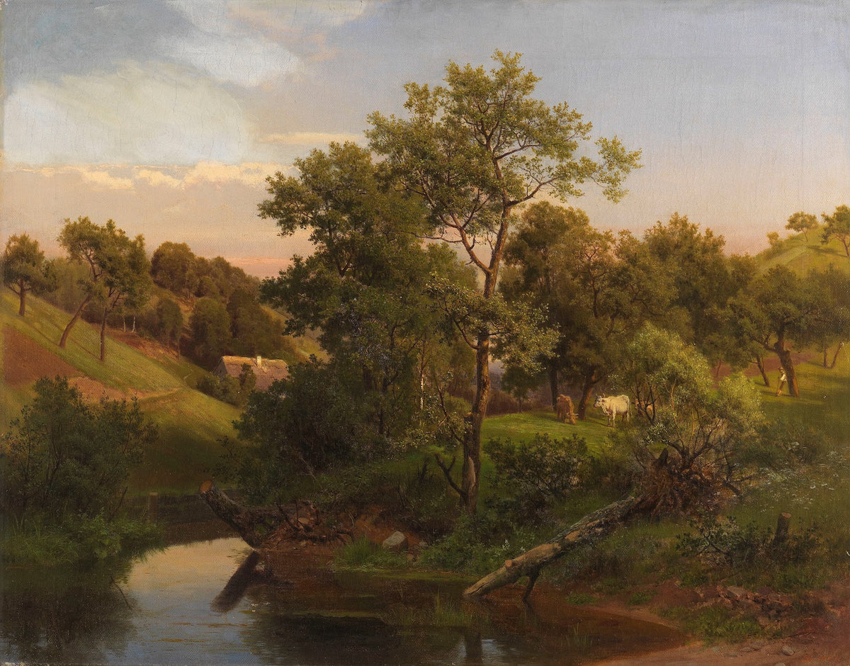 Flussaue mit Bauernhaus und Viehhirte 1867