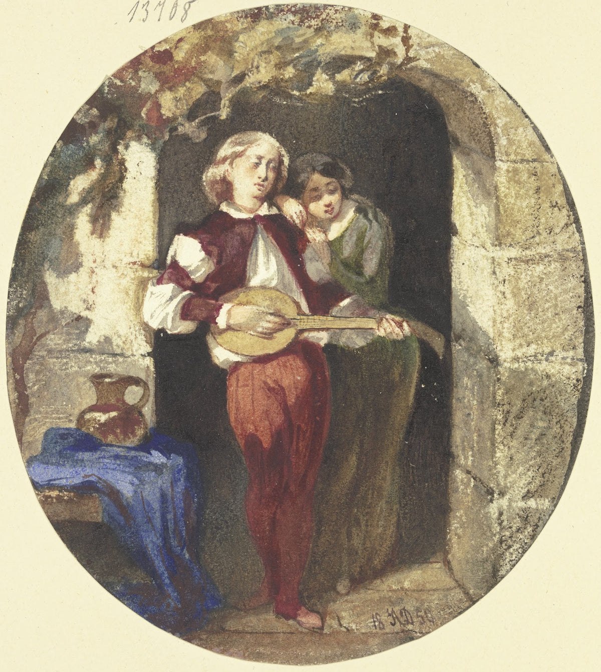 Lovers in the front door 1850