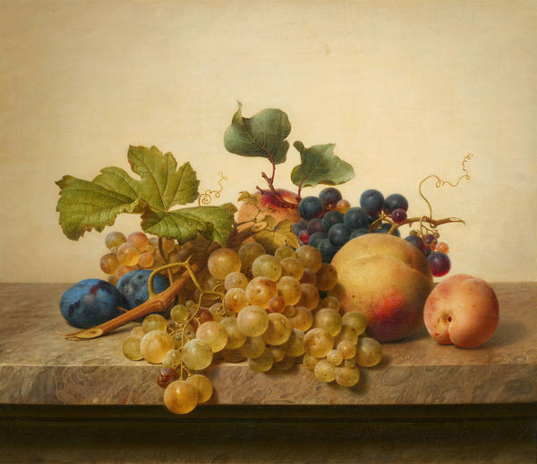 Stillleben mit Trauben Pflaumen und Pfirsichen 1843