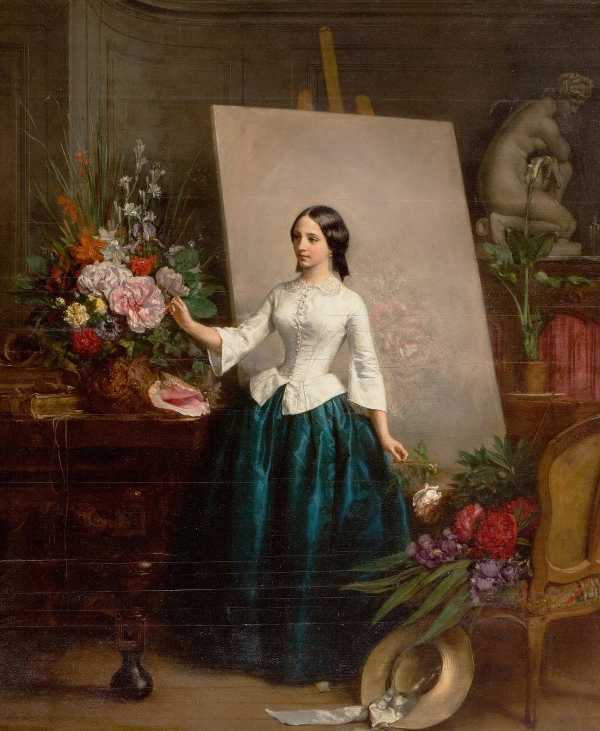 Woman Flower Painter at the Easel Suzanne Estelle Beranger Apoil 1856