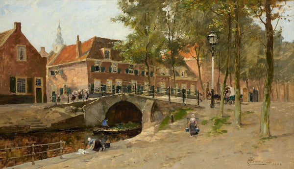 Stadsgezicht met brug 1894