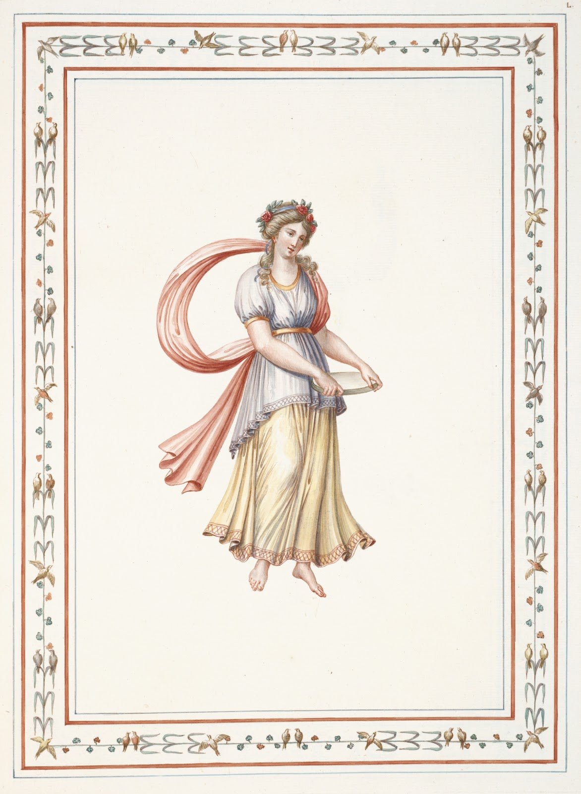 Young woman holding platter 1783