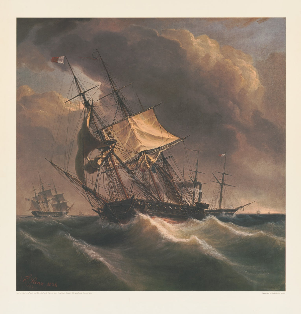 Sailing ship in storm 1869