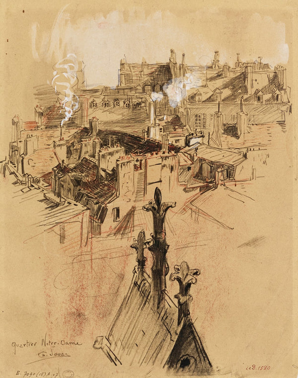 Perspective de toits dans le quartier de Notre Dame