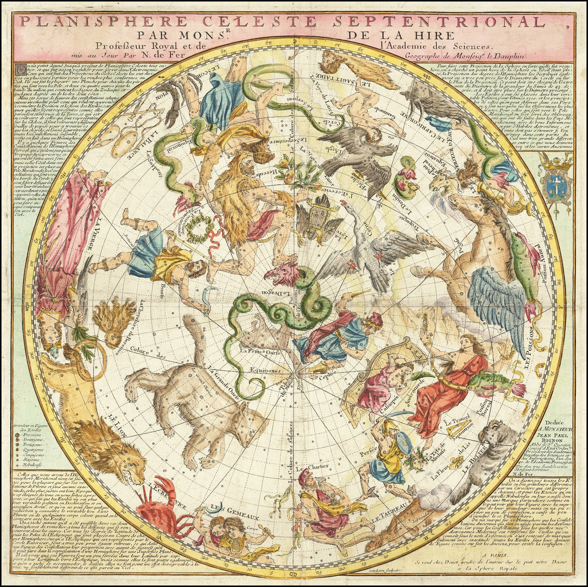 Planisphere Celeste Septentrional Par Monsr De La Hire 1720