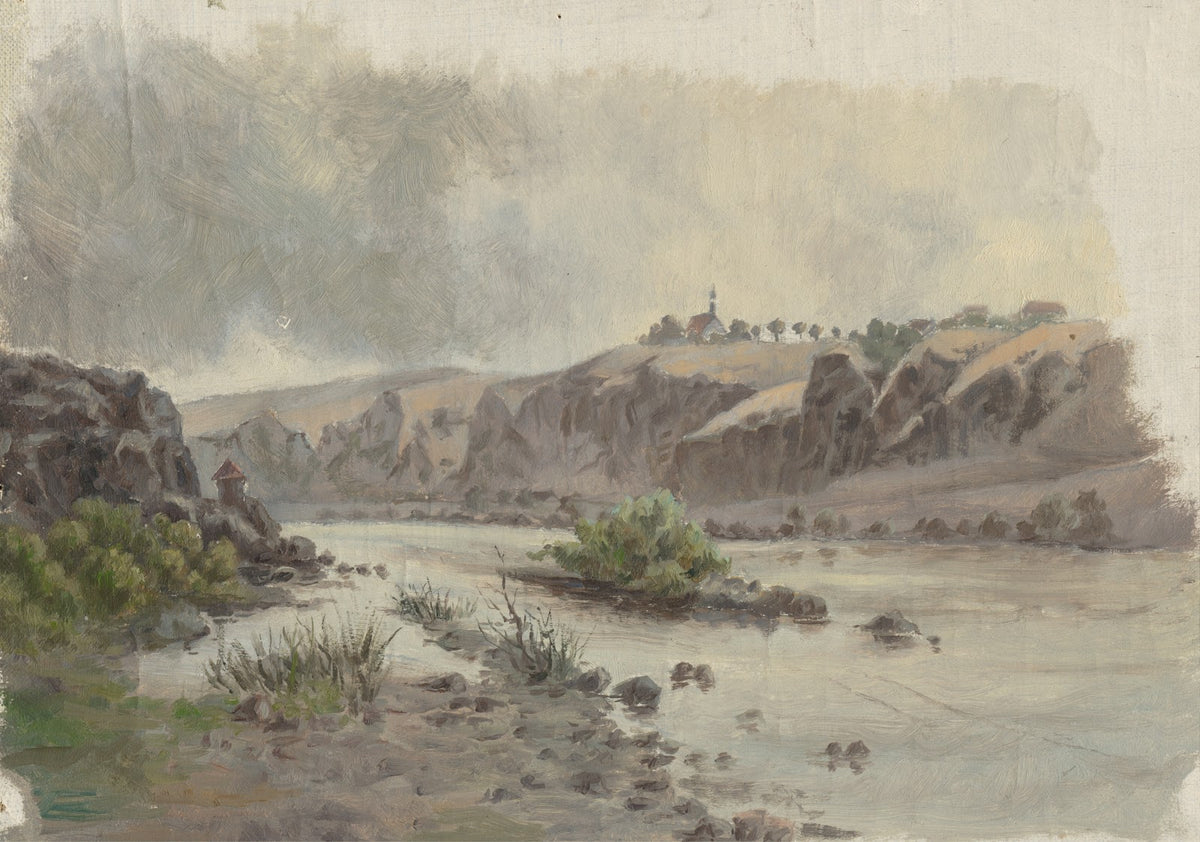 Church on a Bank above a River 1860