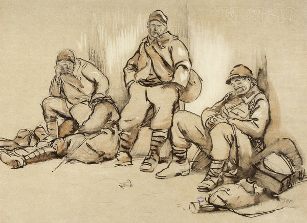 Quatre soldats au repos 1917 1918