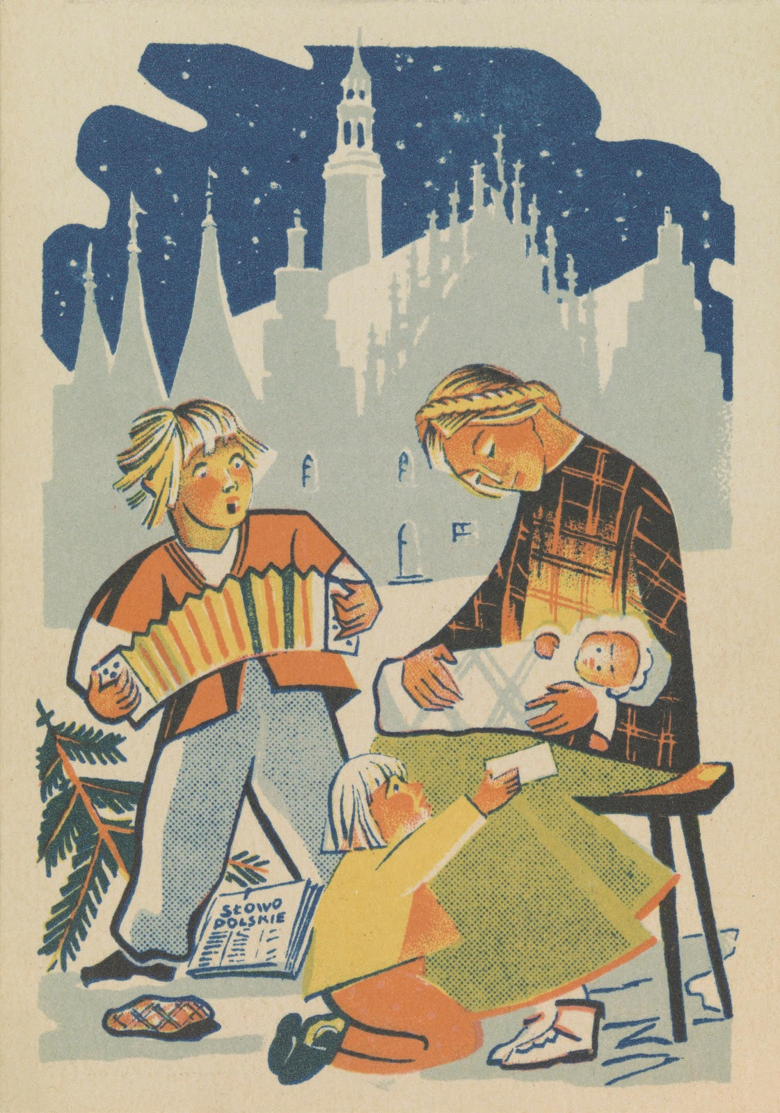 Boże Narodzenie kartka okolicznościowa 1948