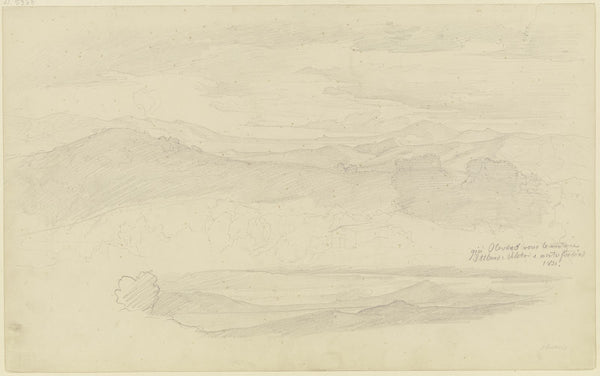 Weiter Blick auf die Albaner Berge und Veletri 1831