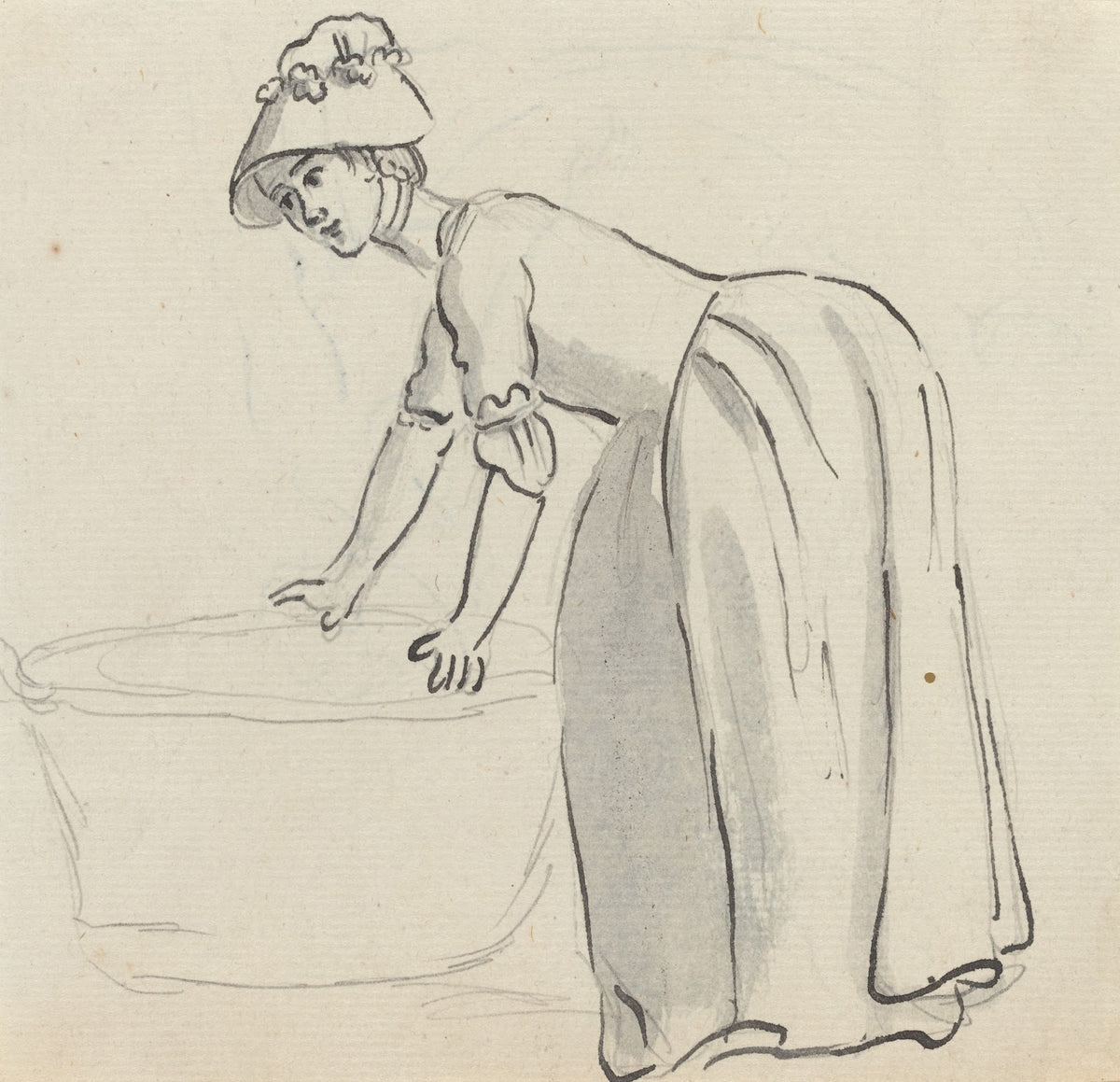 Girl with a Bonnet at Work recto