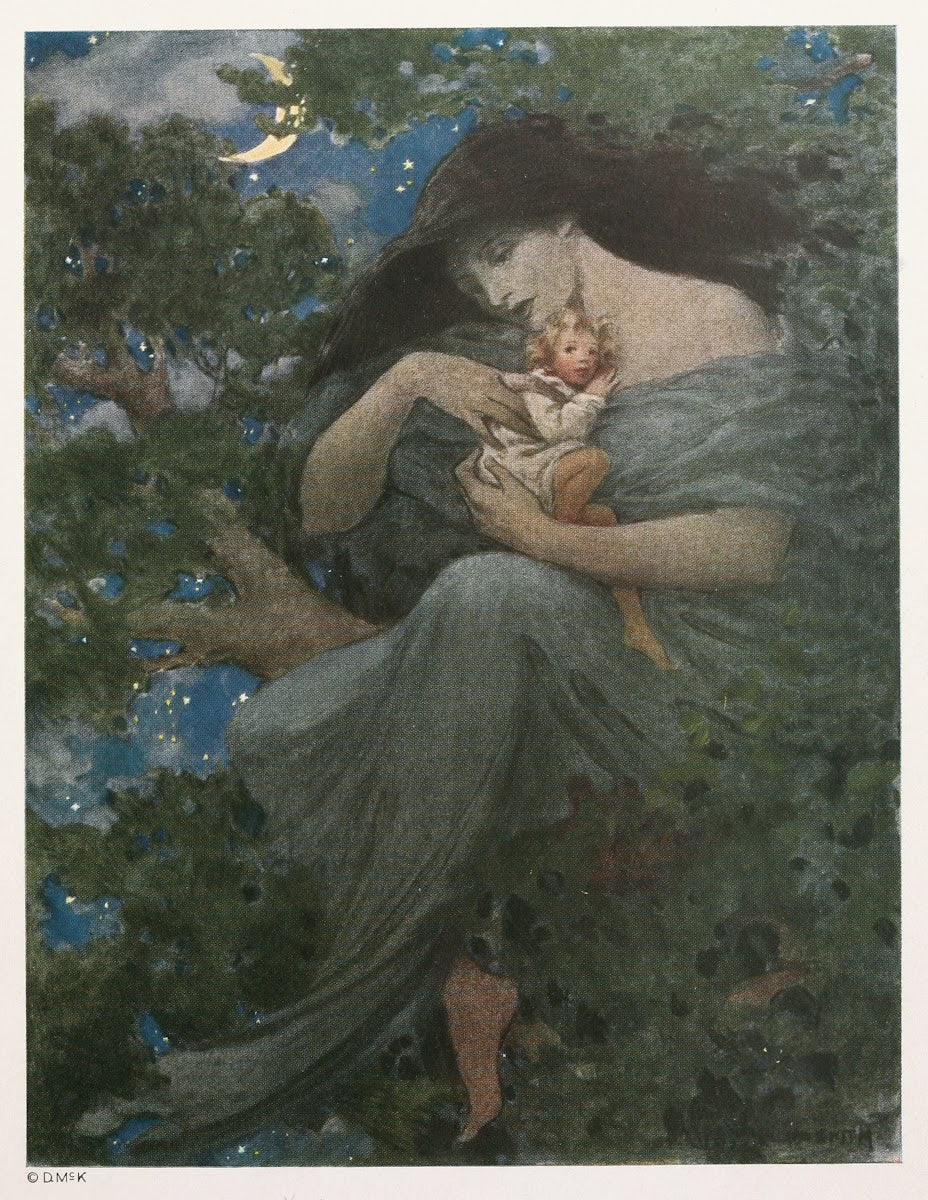 On the top of the great beech tree 1919