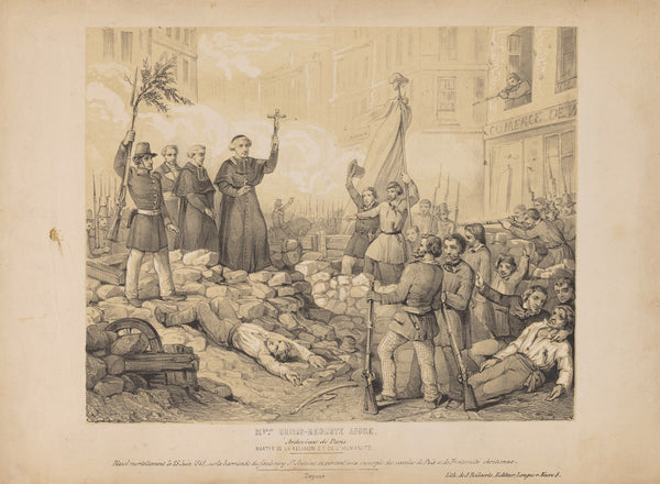 Archbishop is standing on the barricades 1848