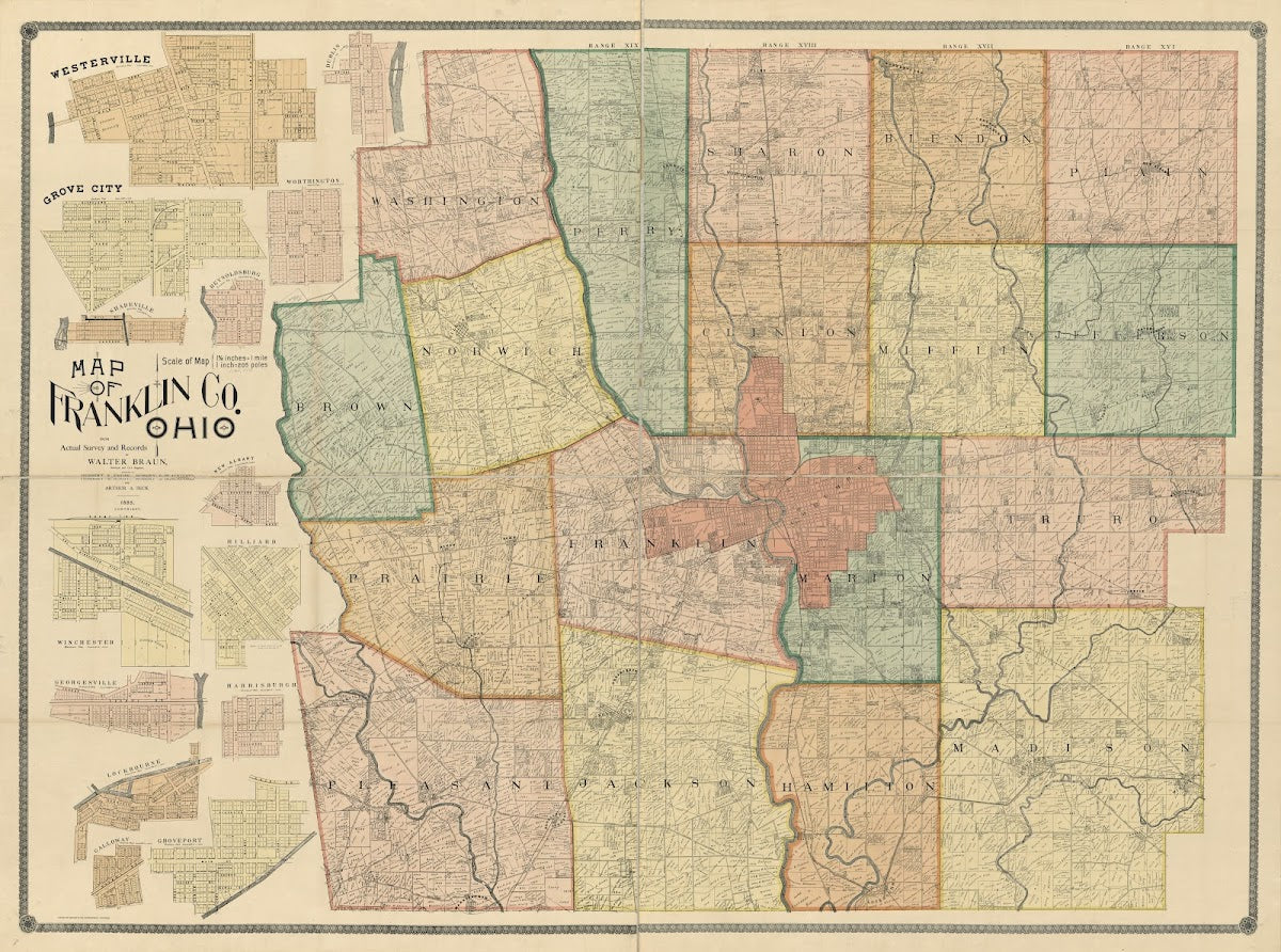 Map of Franklin County Ohio 1895