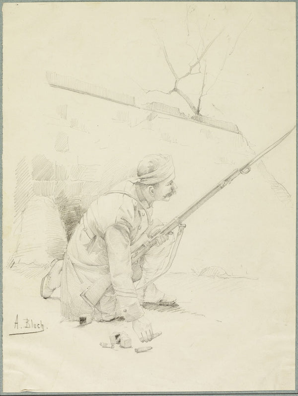 Wounded Soldier Loading his Rifle c 1897