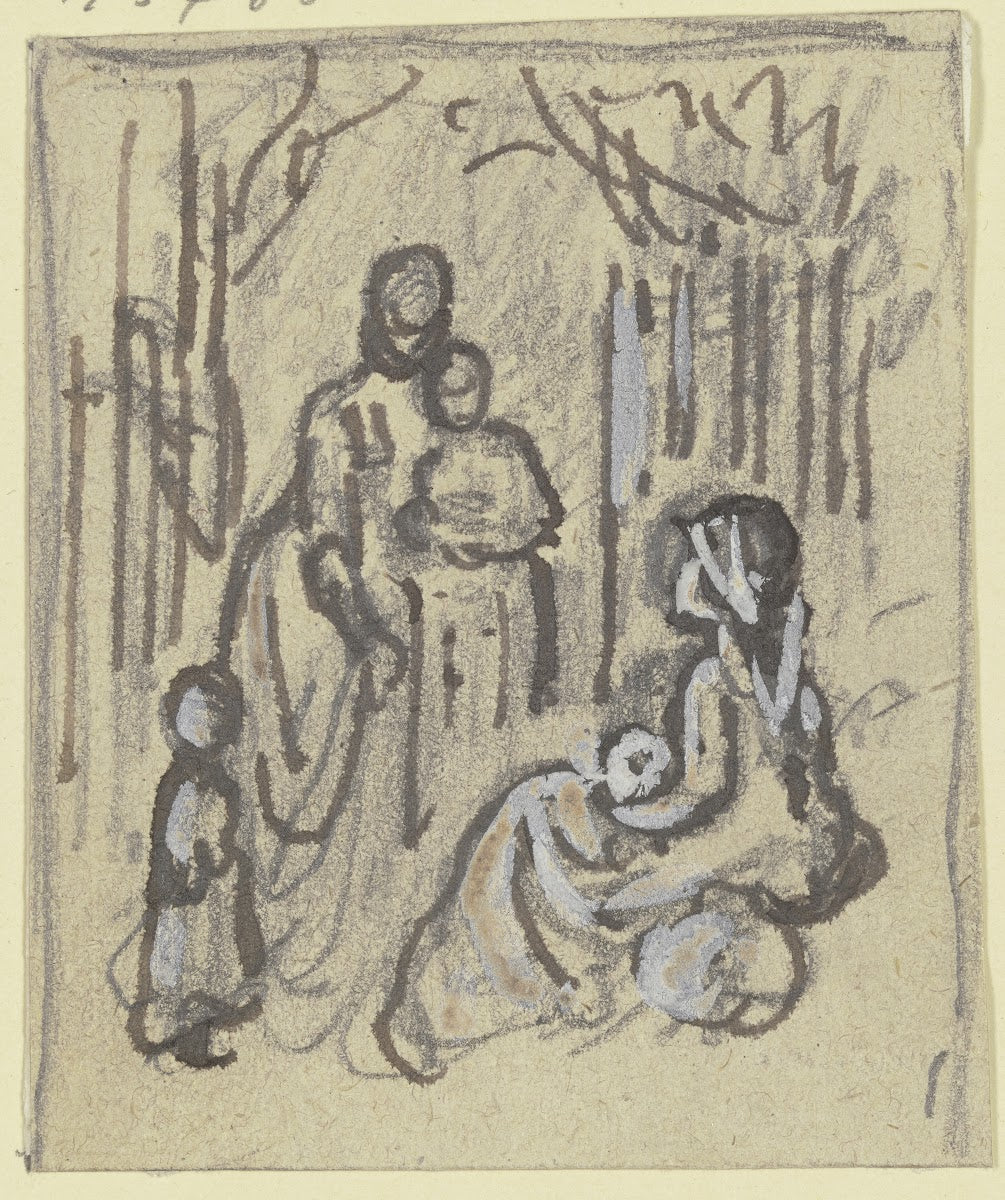 Figurenskizze Frauen und Mädchen im Walde