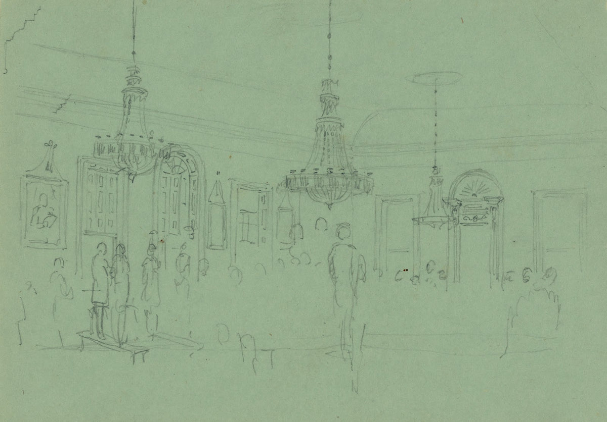 Ballroom with figures 1860 1865