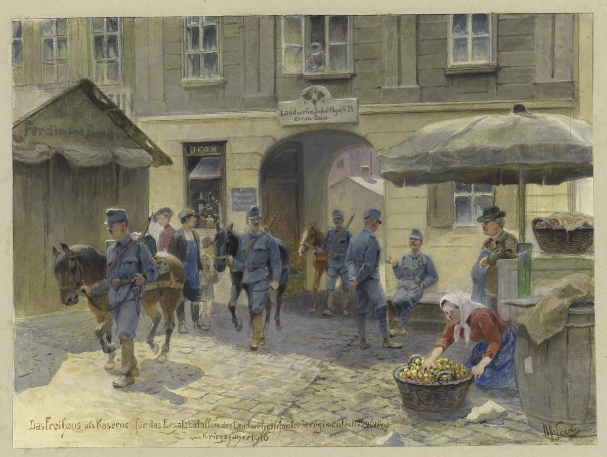 Das Freihaus als Kaserne für das Ersatzbatallon des Landwehrinfanterieregimentes