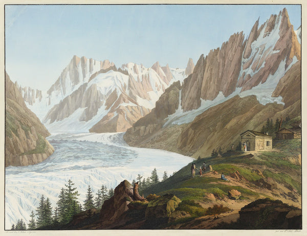 Vue de la Mer de Glace des Aiguilles des Charmos du Geant de la grande Jorasse e